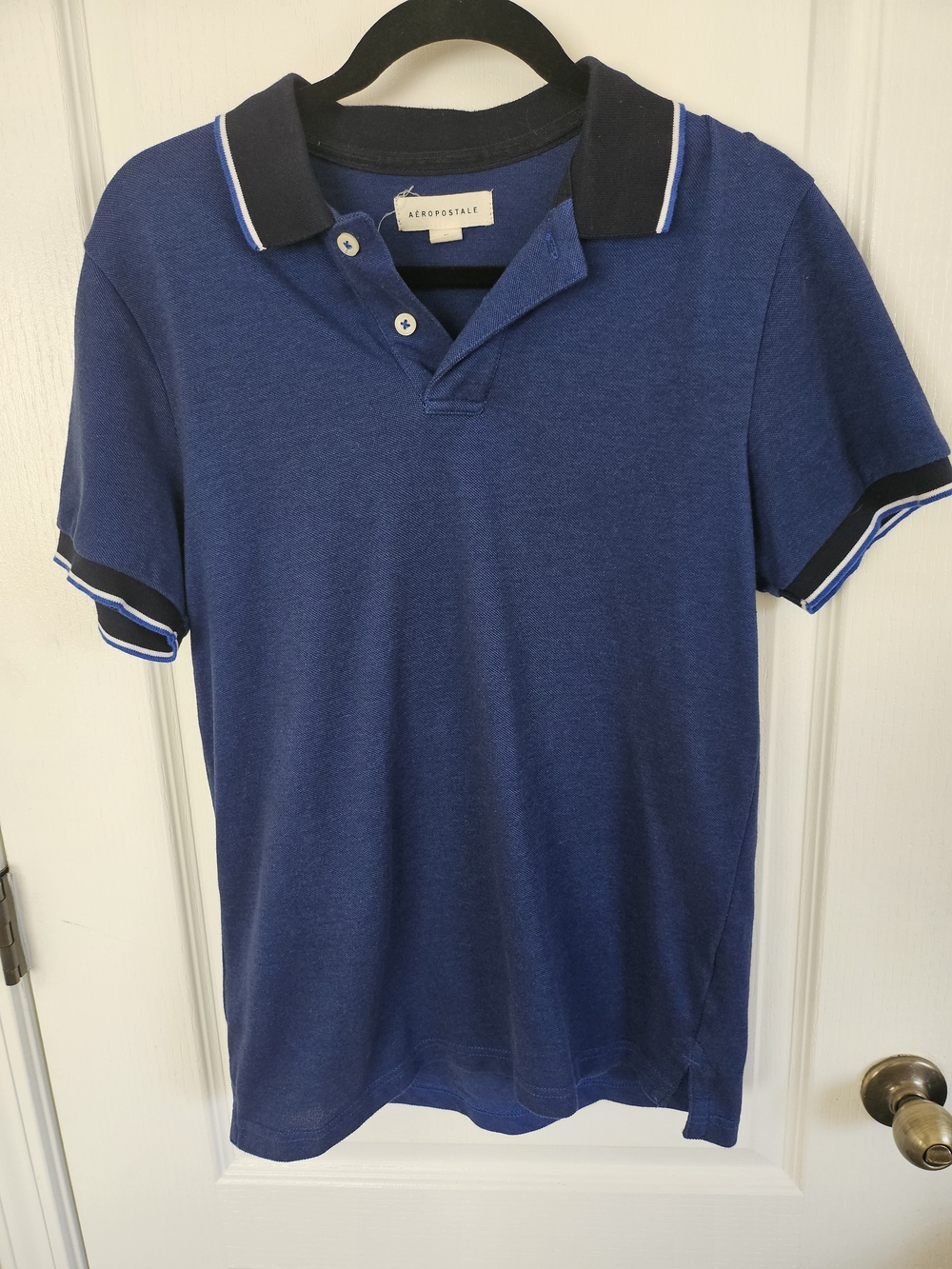 Aeropostale Men's Royal Blue Polo with Black Contrast Collar